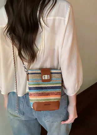 Women's Summer Woven Tote Bag with Magnetic Closure