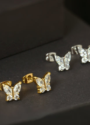 Butterfly Zircon Earring Steel Fashion Jewelry