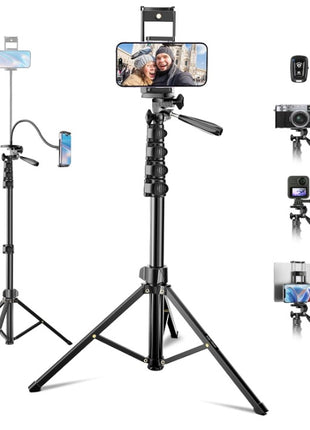 Sock, handheld selfie stick, camera, tripod