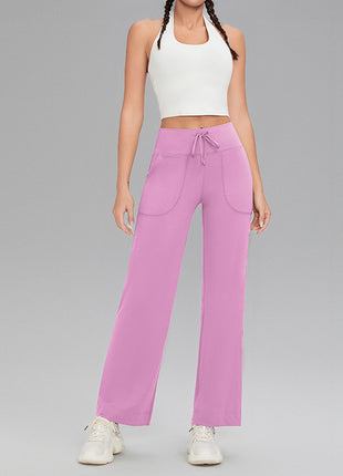 Double-sided brushed fitness pants with pockets for women