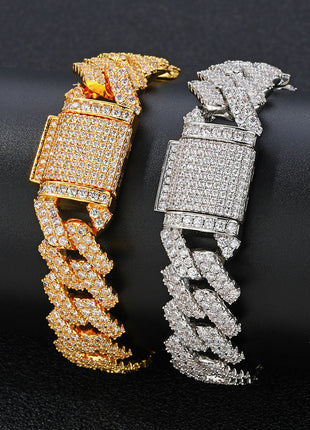 Hip-hop Diamond Cuban Chain Zircon Bracelet for Men