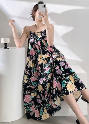 Cotton Satin Solid-color Slip Dress for Women