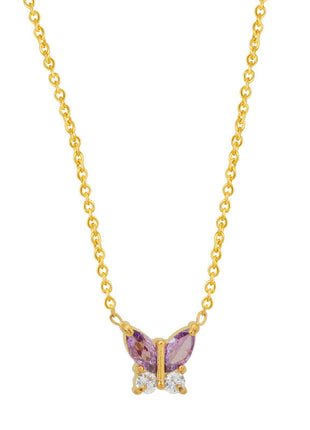 Butterfly Zircon Necklace Gold Plated Jewelry