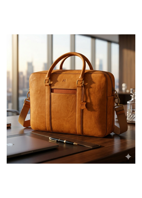 Vintage Leather Laptop Briefcase – Premium Business Messenger Bag for Modern Professionals