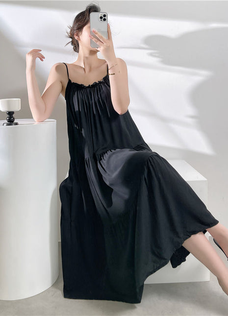 Cotton Satin Solid-color Slip Dress for Women