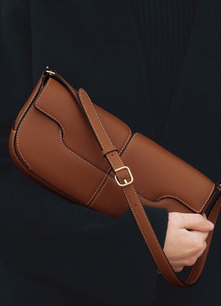 Genuine Leather Baguette Shoulder Bag