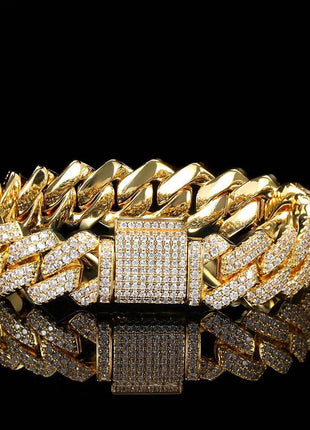 Hip-hop Diamond Cuban Chain Zircon Bracelet for Men