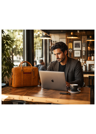 Vintage Leather Laptop Briefcase – Premium Business Messenger Bag for Modern Professionals