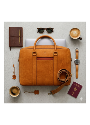 Vintage Leather Laptop Briefcase – Premium Business Messenger Bag for Modern Professionals