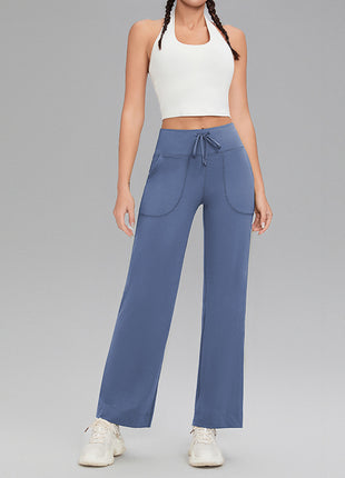 Double-sided brushed fitness pants with pockets for women