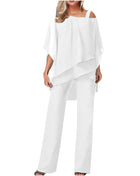 Women Casual Bat Sleeve Chiffon Suit