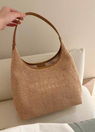 Women's Summer Woven Tote Bag with Magnetic Closure