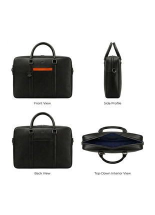 Premium Black Leather Laptop Briefcase for Modern Professionals