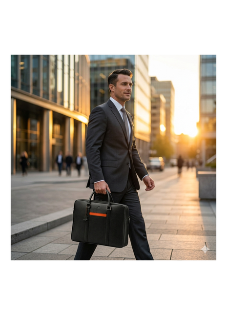Premium Black Leather Laptop Briefcase for Modern Professionals