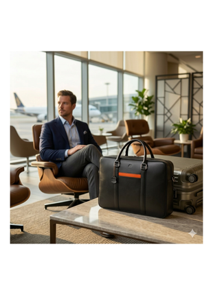 Premium Black Leather Laptop Briefcase for Modern Professionals