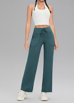 Double-sided brushed fitness pants with pockets for women