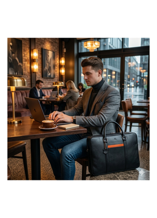 Premium Black Leather Laptop Briefcase for Modern Professionals