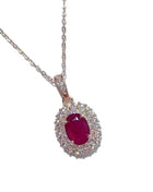 Natural Ruby Sterling Silver Pendant Necklace Jewelry