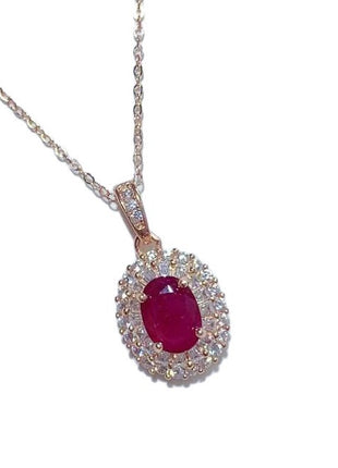 Natural Ruby Sterling Silver Pendant Necklace Jewelry