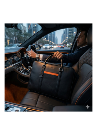 Premium Black Leather Laptop Briefcase for Modern Professionals