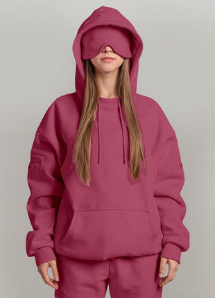 Casual Pullover Hoodie with Built-in Eye Mask