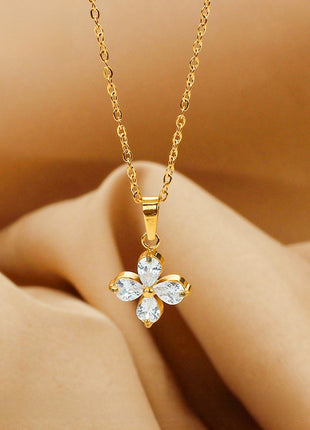 Butterfly Zircon Necklace Gold Plated Jewelry