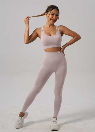Women Yoga Outfit Set Sports Bra and High Waist Pants