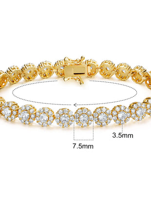 Round Cuban Zircon Tennis Bracelet for Men and Women