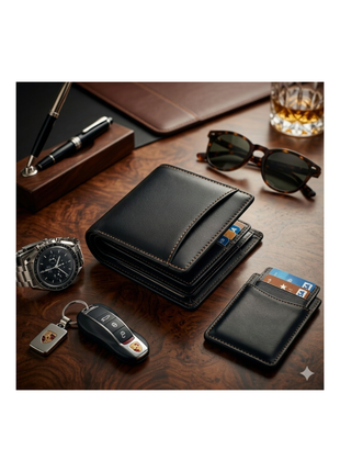 Luxury Schwarze Leder Geldbörse für Herren – Schlankes RFID-Design