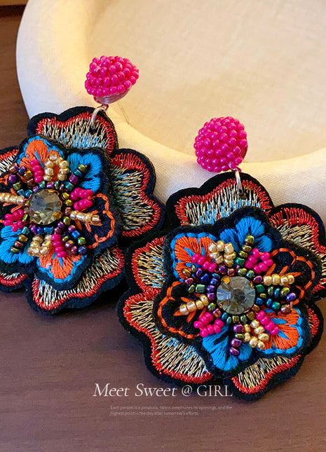 Ethnic Embroidered Beaded Earrings