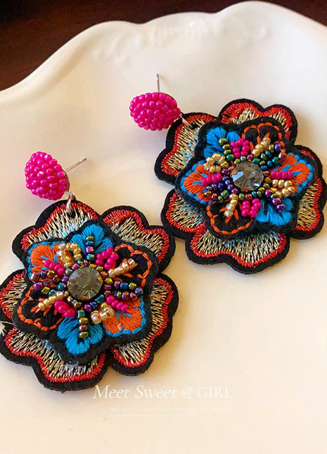 Ethnic Embroidered Beaded Earrings