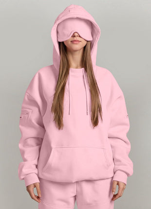 Casual Pullover Hoodie with Built-in Eye Mask