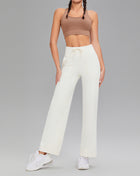 Double-sided brushed fitness pants with pockets for women