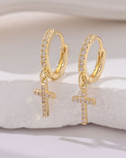 Pendant Cross Hoop Earrings
