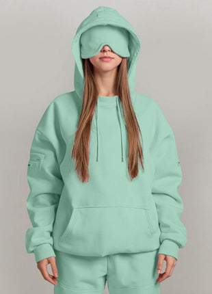 Casual Pullover Hoodie with Built-in Eye Mask
