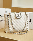 Women's Leather Chain Strap Tote Bag