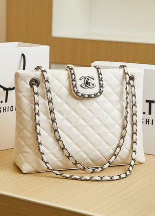 Women's Leather Chain Strap Tote Bag