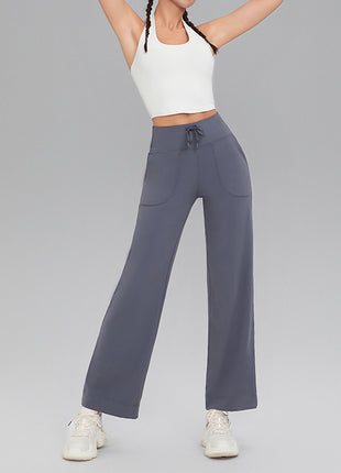 Double-sided brushed fitness pants with pockets for women