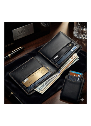 Luxury Schwarze Leder Geldbörse für Herren – Schlankes RFID-Design