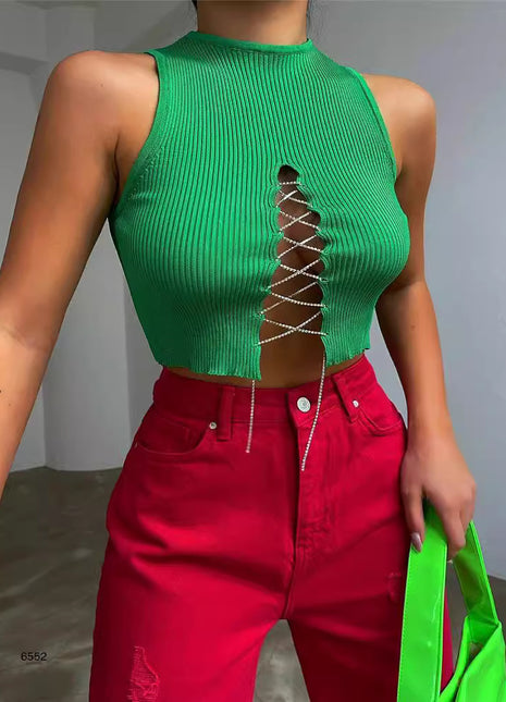 Women Fashion Crop Top Strapless Solid Color Vest