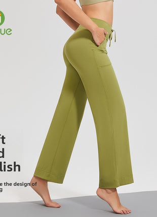 Double-sided brushed fitness pants with pockets for women