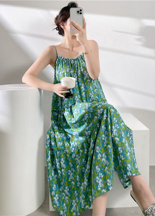 Cotton Satin Solid-color Slip Dress for Women