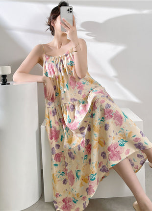 Cotton Satin Solid-color Slip Dress for Women