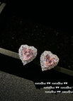 Candy Pink Heart Zircon Studs
