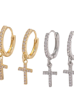 Pendant Cross Hoop Earrings