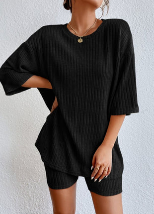 Loose round neck shorts set for women