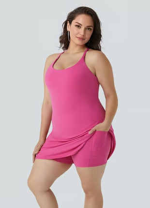 Women's Anti-Exposure Sports Dress with Built-in Shorts and Pockets