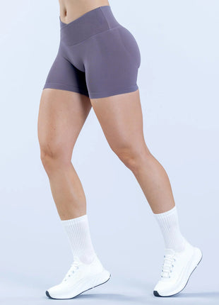 Seamless Yoga Shorts with Cross Waistband