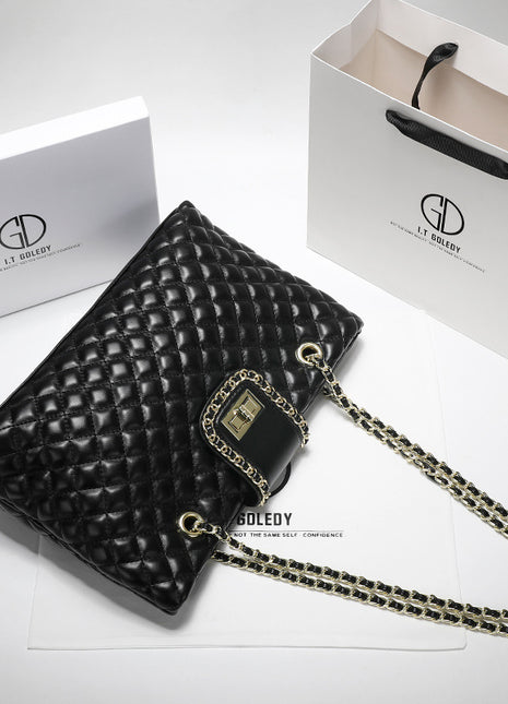 Women's Leather Chain Strap Tote Bag