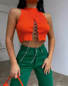 Women Fashion Crop Top Strapless Solid Color Vest